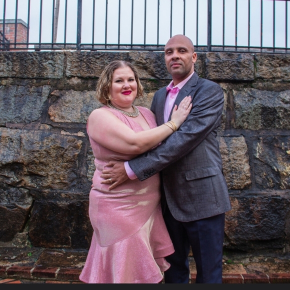 1x glamorous pink dazzling hi-low dress - Picture 7 of 7